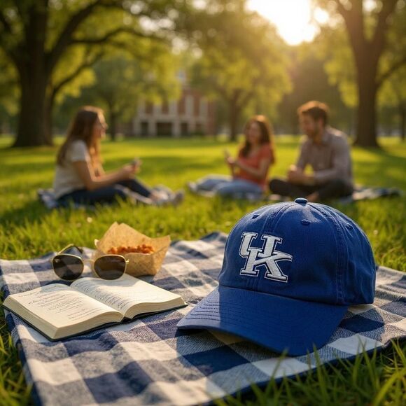 VTG Kentucky UK Wildcats Lids Dad Hat Clean Up Cap Hat Royal Blue Large Fitted - Picture 1 of 10